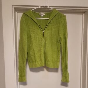 Christopher & Banks Green Cardigan Sweater Lightweight Knit